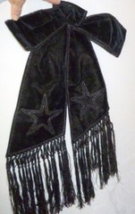 Antique 23″ Velvet & Jet Beaded BOW FOR DRESS Victorian Edwardian