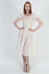 Vtg 1900s Edwardian Wedding Dress Sheer Embroidered Victorian Lawn Tea 40s Gown