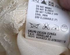 Vintage Escada Ivory Lace Tiered Ruffle Front Lond Sheer Sleeves Womens Size 36