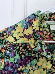 Vintage 70s Sears Jr Bazaar Polyester Floral Long Sleeve Button Up Shirt Size 9