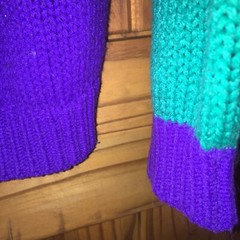 1980,s Empire womens sweater red, green and purple Vintage Large