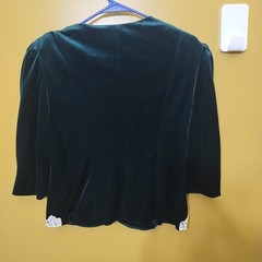 VTG 80s Miss Dorby 3/4 Slv Button Up Lace Velvet Top M Whimsygoth Cottage