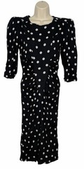 Vintage Joni Blair Of California Button Print Pinup Ruched Wiggle Dress Size 9