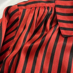 1990s Josephine Striped red and black satin blouse size 14 W Shoulder Pads