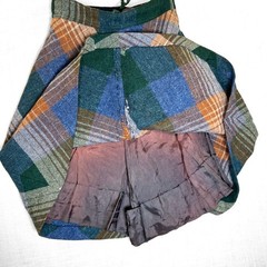 VTG Separate Ways XS Wool Skirt 1970s 7-8 23X22″ Green Blu Plaid Lightning Zip