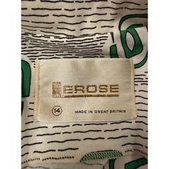 Lerose Button Up Blouse Womens 14 Green Grey Geometric Vintage Made in UK