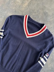 Vintage 70s Fila V Neck Sweater Mod Preppy Tennis Woman’s Small