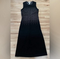 Long black, sleeveless velour and sparkle gown 10P