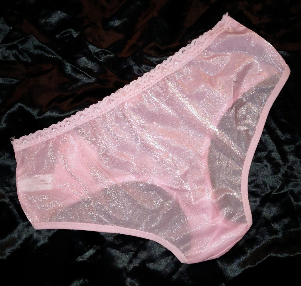 Vintage Iridescent Silky Sheer NYLON Pink 🩷 Low Rise Cheeky Bikini Panties M/L