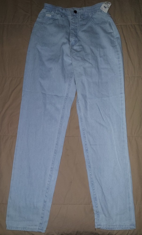 VTG LEE ELASTIC WAIST TAPERED DENIM JEANS WOMENS 6 25×31.5 MOM 80s 90s SKYLITE