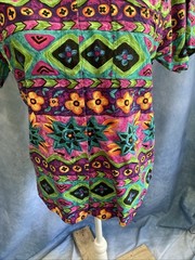 Vtg Accordeon 80s 90s Rayon Abstract Geometric Floral Shirt S Shoulder Pads Rave