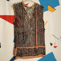 Vintage 20s Beaded Lace Top Drop Waist Tunic Floral Flapper Art Deco Antique