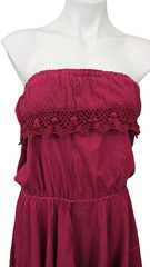 Vintage Homemade Strapless Dress Red Cotton Festival Fairy Renaissance M