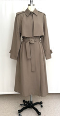 Classic Vintage I Magnin Taupe Wool Trench Coat Size 8 Made in Japan