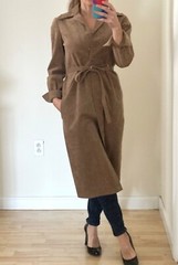 Vintage 70s Faux Suede Button Front Belted Jacket/Dress Sz S/M