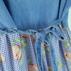 Vintage 90s Grunge Prairie Dress Chambray Floral Gingham Lace Teacher 16 P