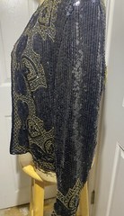 Nite Line Evening Jacket Sequins Beaded Black & Gold 100% Silk Women’s M
