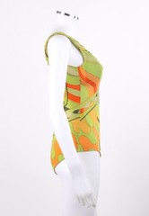 EMILIO PUCCI c.1960’s Op Art Signature Print One Piece Bodysuit Bathing Swimsuit