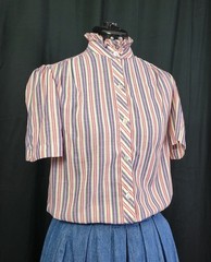 Vintage Miss Fashionality Pink/Purple/White Striped Button Down Top Size 9/10