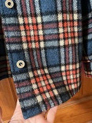 VTG 1960s Handmade WOOL Plaid Shacket Button Up Flannel Expert Seamstress XS-S