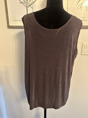 Brown Twinset Buttoned Tunic Top W/Tank Jersey Knit By UNITS Vintage Size 2X