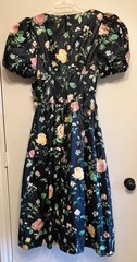 Vintage 80s Cottage Core Black Floral Prom Party Dress S G Gilbert –