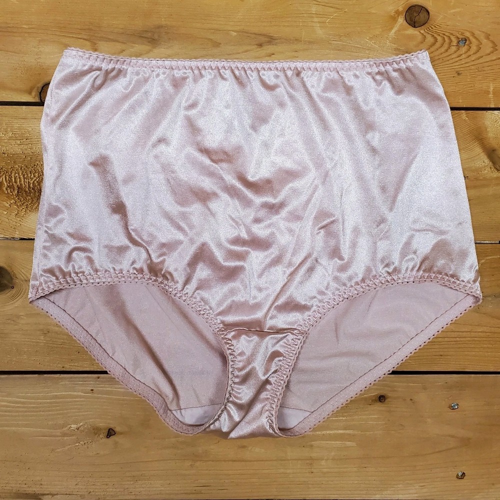Vtg Panties Shiny Silky Smooth Nylon Gusset Size 9 2XL Sissy Sexy Granny Panty