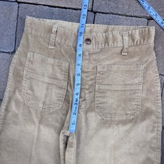 VTG Plush Bottoms Bell Bottom Snap Fly Pants Boho Hippy 27×31 Khaki Twill 70s