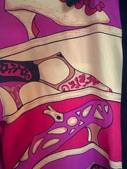 Vintage 90s Escada Silk Shoe Print Shirt Margaretha Ley Pink rare Germany