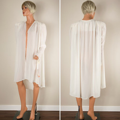💖 PATRA Ivory Chiffon Formal Jacket Open Front Tunic Sheer Long Sleeve 18 NWT