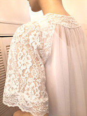 VTG 50’s/60’s SHADOWLINE Nylon LACE Midi NIGHTGOWN & ROBE Romantic Lingerie Set