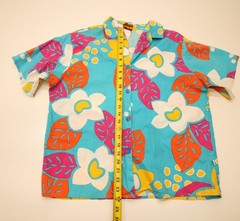 Vintage Hobie Cotton Hawaiian Floral Shirt Womens Jrs L 43″ Chest USA Made READ