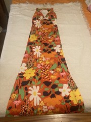 Jack Hartley Vintage Hippie Boho Sunflower Daisy Dress 70s Maxi Floral Beauty