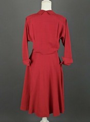 VTG Women’s 50s Red Orange Grosgrain Shirtwaist Dress Sz M 1950s
