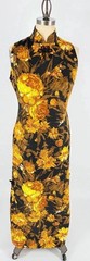 Vintage 60s 70s Cheongsam Qipao Dress Floral Maxi Made in Japan Size 8 S/M Retro