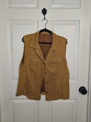 Womens Vtg 80s Fabiani Faux Suede Vest Sz 10/12 Western Chore Barn Boho Granny
