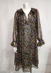 Vintage 80’s Etoiles Jane Schaffhausen Free Flowing Sheer Floral M Dress