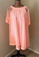 Vintage Texsheen Babydoll Chiffon Nightgown Dress Sz 36 Sheer Silky Hollywood