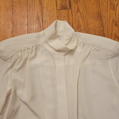 Rena Rowan Saville Petite Cream High Neck Blouse Vintage 6 Ivory Cottage Granny