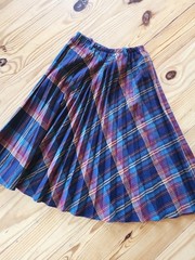 Vintage CENTURY of Boston Plaid Wool Pleated Midi Skirt Size 10 USA Belt Loops