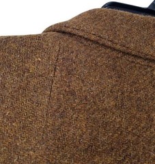Vtg 50s Peacoat Blazer Crop Wool Tweed 42 EU Brown Austria Handmade Preppy READ