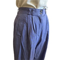 Blue High-Waisted Pleated Trousers Size 10 80s 90s Vtg Small