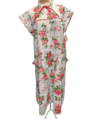 70s Pink White Green Cotton Blend Day Dress by Smart Time Size Large NWT