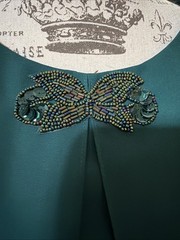 VINTAGE 1980s PATRA DRESS GREEN BEADS SEQUINS OVERLAY POLYESTER SIZE 12
