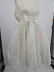 1950s Cupcake Puffy Mini Wedding Dress, Prom , Silver, *broken Metal Zipper XS