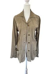 Vintage Prada Milano Camel Suede Leather Overshirt Jacket IT 44 Made Italy