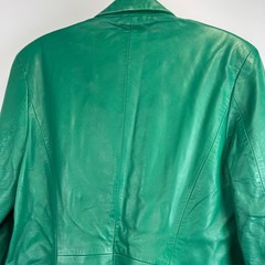 Michael Hoban North Beach Green Leather Blazer Jacket Vintage Womens Size 7/8
