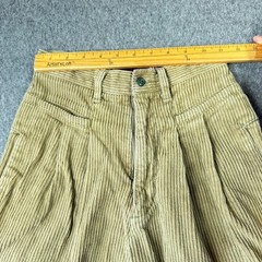 Vintage Bonjour Corduroy Pants Womens 3/4 Tan Khaki High Waisted Pleated Tapered