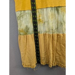 Umgee + USA V-Neck Tiered Dress Mustard Yellow Boho Fringe Hem Size 2XL Cotton