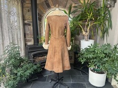Vintage 1970s Tan Suede Shearling Sheepskin Coat Made in Argentina